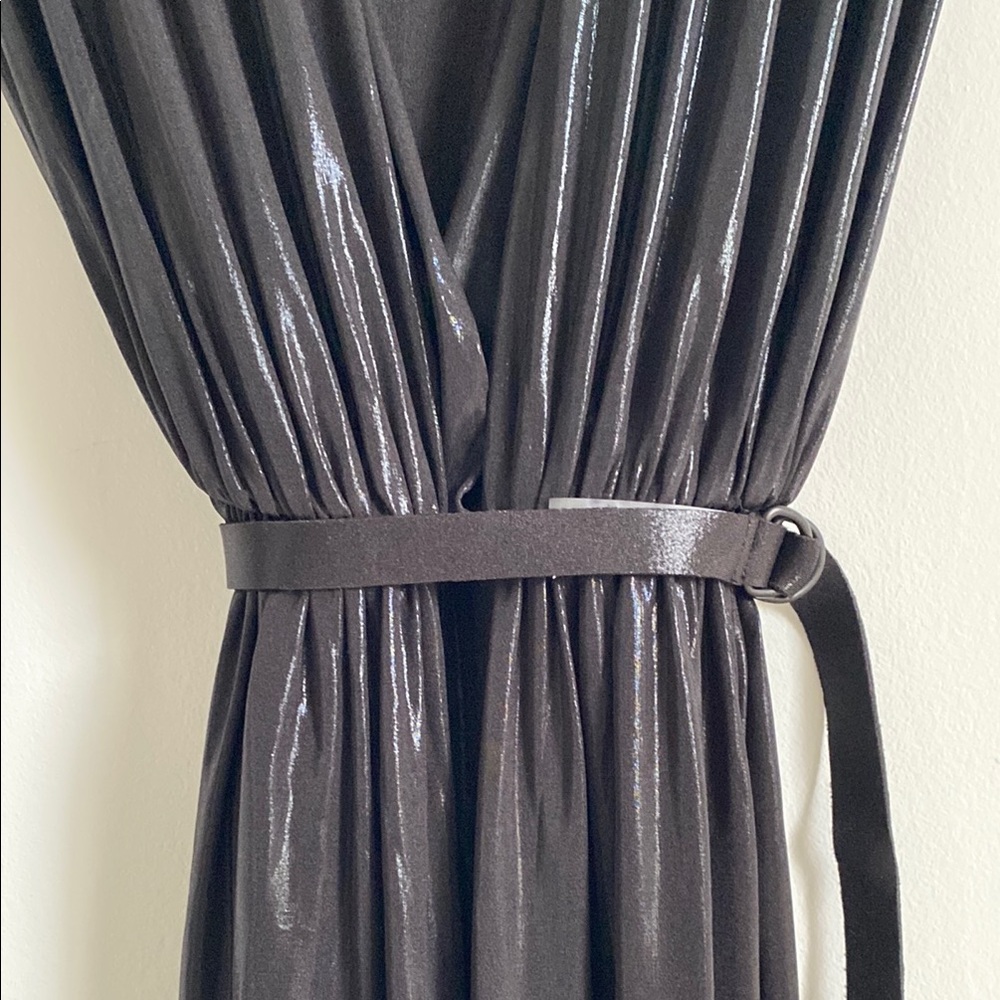 😍NORMA KAMALI ATHENA Black Pleated Wrap Maxi Dress XXS! - Picture 4 of 6